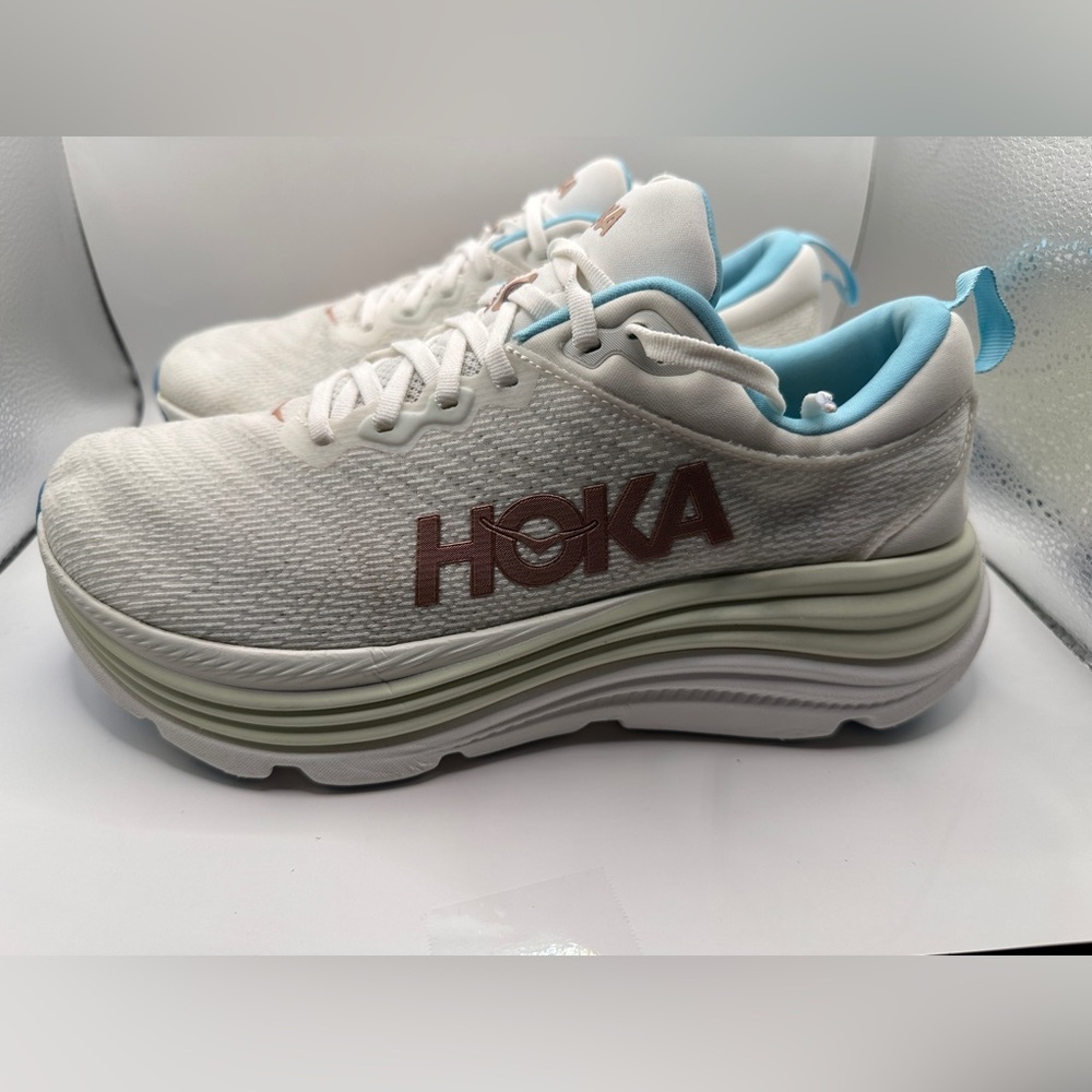 Hoka Gaviota 5 Women’s 10D Wide Stability Running Shoes Frost Rose Gold Athletic